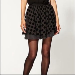 🆕 Line & Dot Polka Dot Velvet Tonal Black Skirt